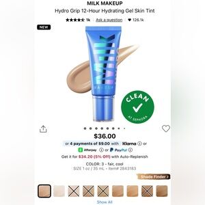 Milk Makeup Hydro Grip 12-Hour Hydrating Gel Skin Tint - Blue